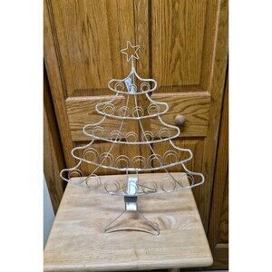 Vintage Hallmark Silver Self Standing Christmas Tree Photo Card Holder Advent NW